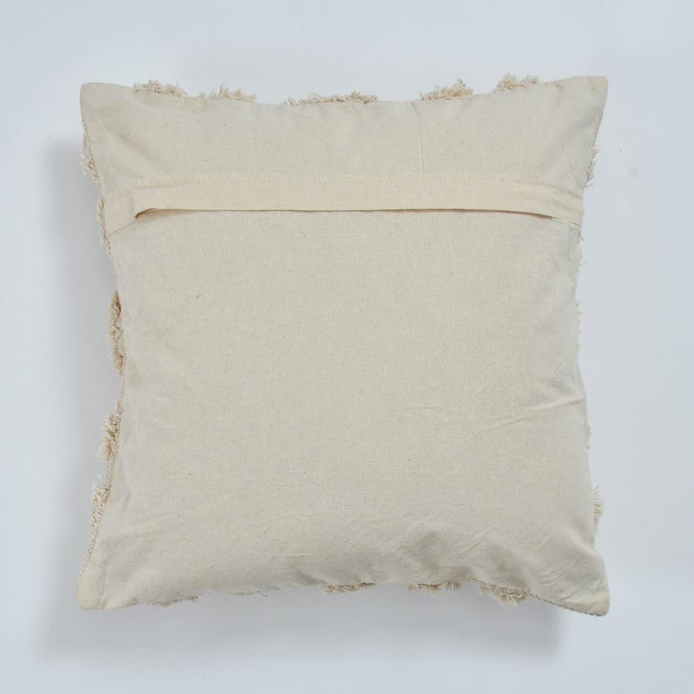 Boho Tufted Cushion Cover | 40x40cm | Cream | Textured Cotton | Handmade